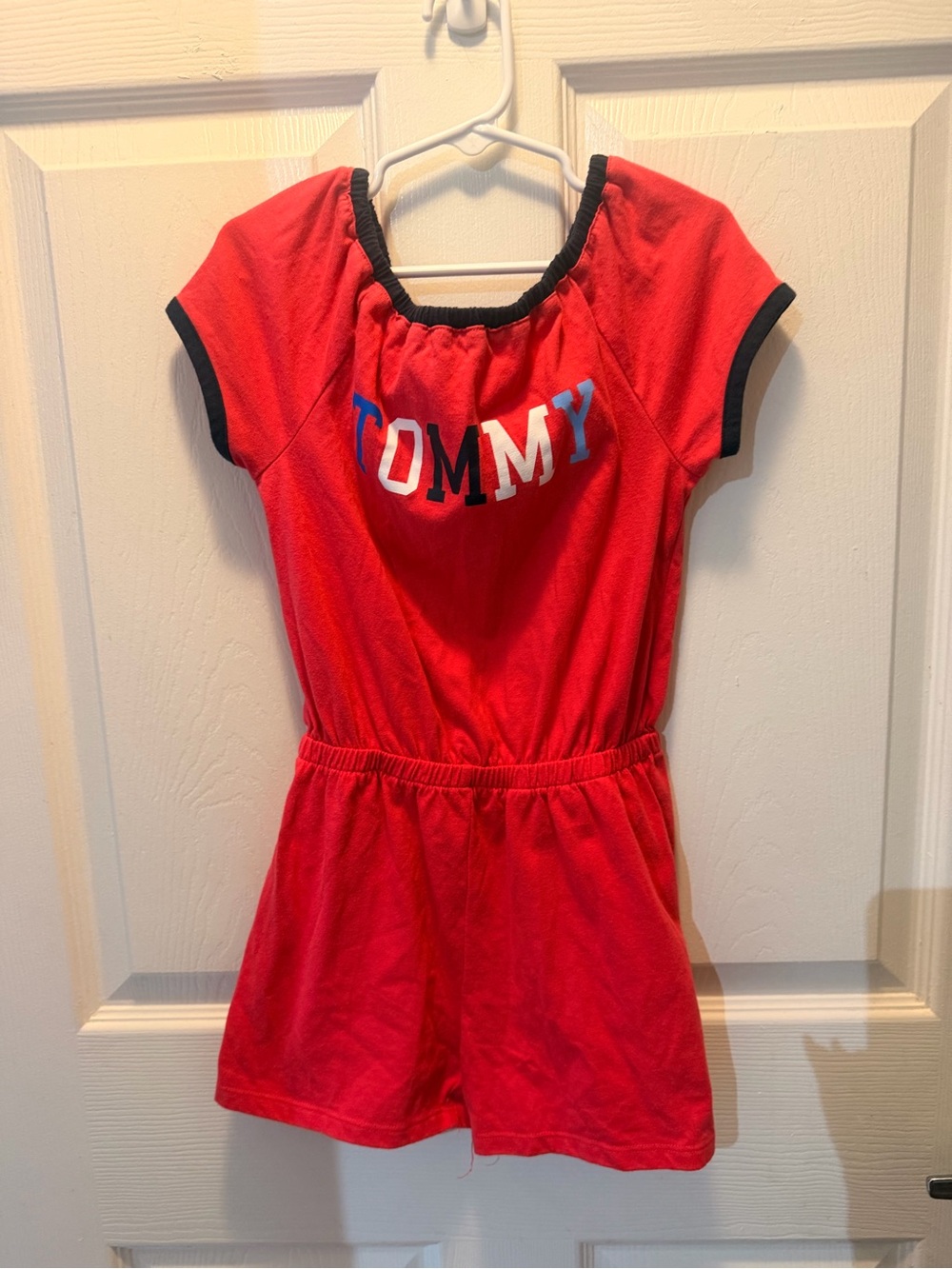 Tommy Hilfiger Red Girls Short Sleeve Romper with Logo